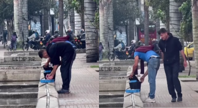 Lavan pechugas en canal de aguas del eje ambiental de Bogotá, hay indignación