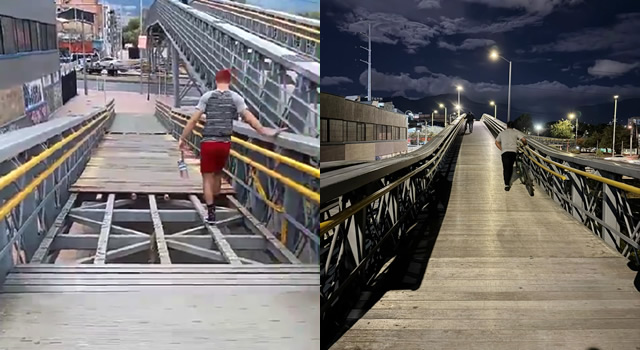 Ayer viernes se conoció un video que evidencia el robo de láminas en el puente de la estación SENA sobre la NQS. Anoche mismo el IDU reparó el daño, pero ¿qué medidas se van a tomas?