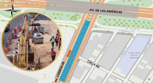 El cierre en este punto de la avenida 68 es por cuatro días y se hace para adelantar pruebas de carga de un puente peatonal.  